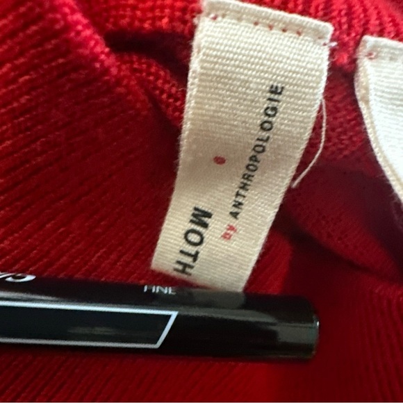 Anthropologie Moth Small Pullover Wool Blend Sweater Top Lightweight Soft Red - Picture 10 of 14